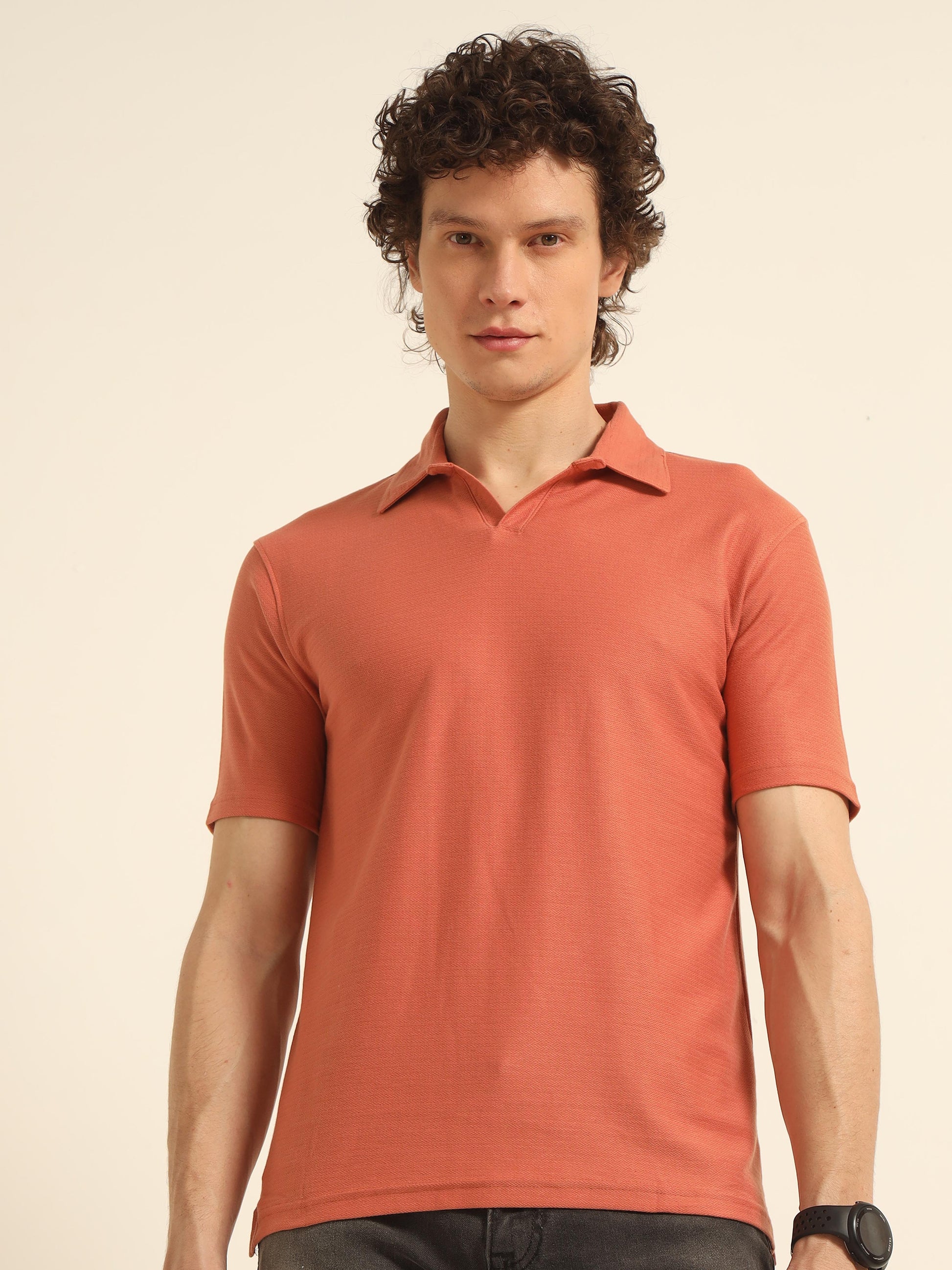 Orange  Polo T  Shirt For Men