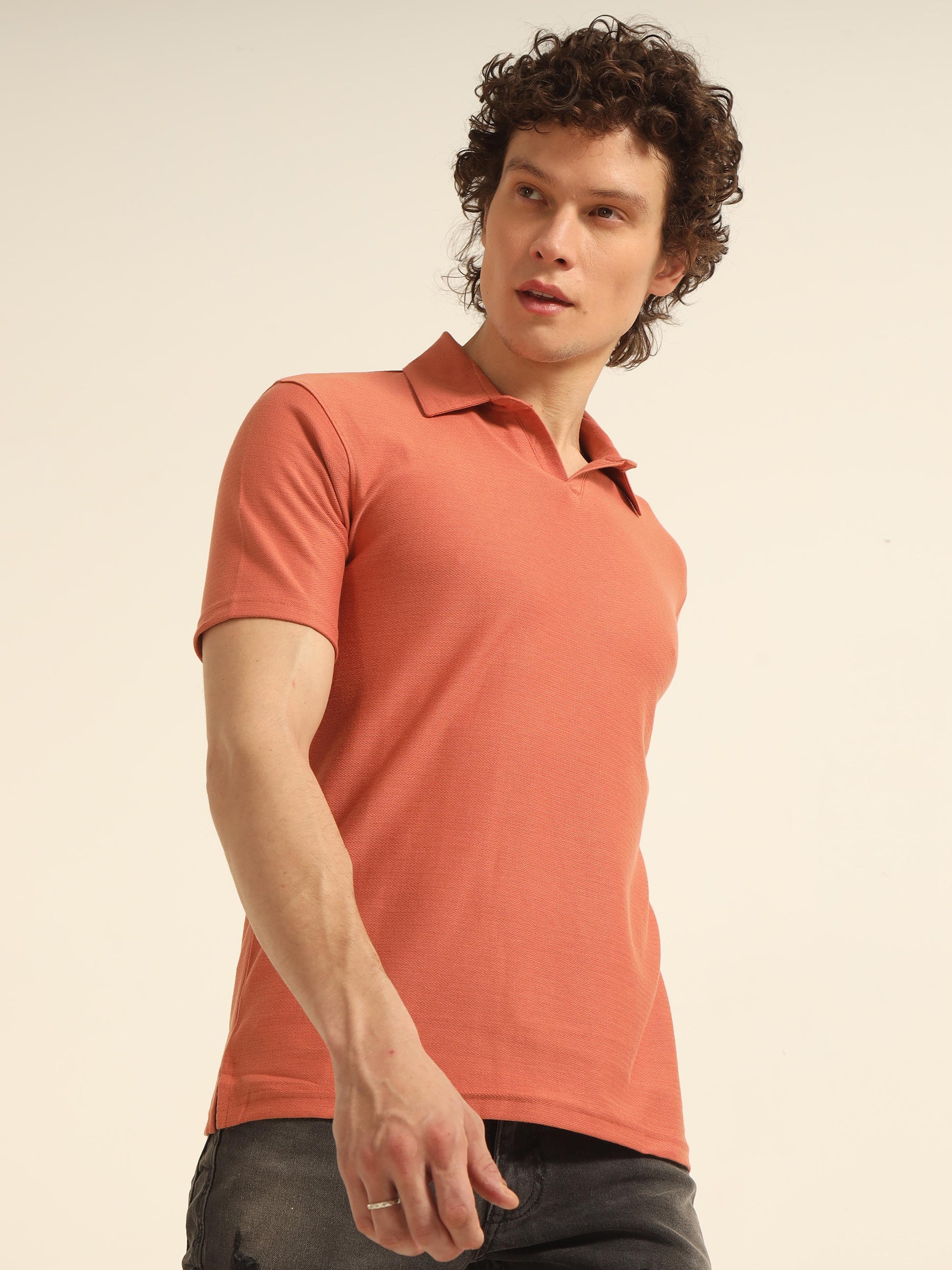 Orange  Polo T  Shirt For Men