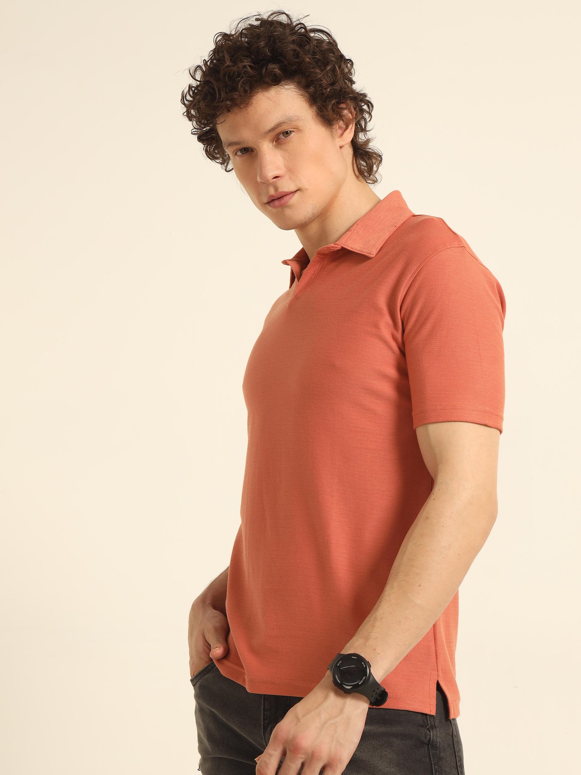 Orange  Polo T  Shirt For Men