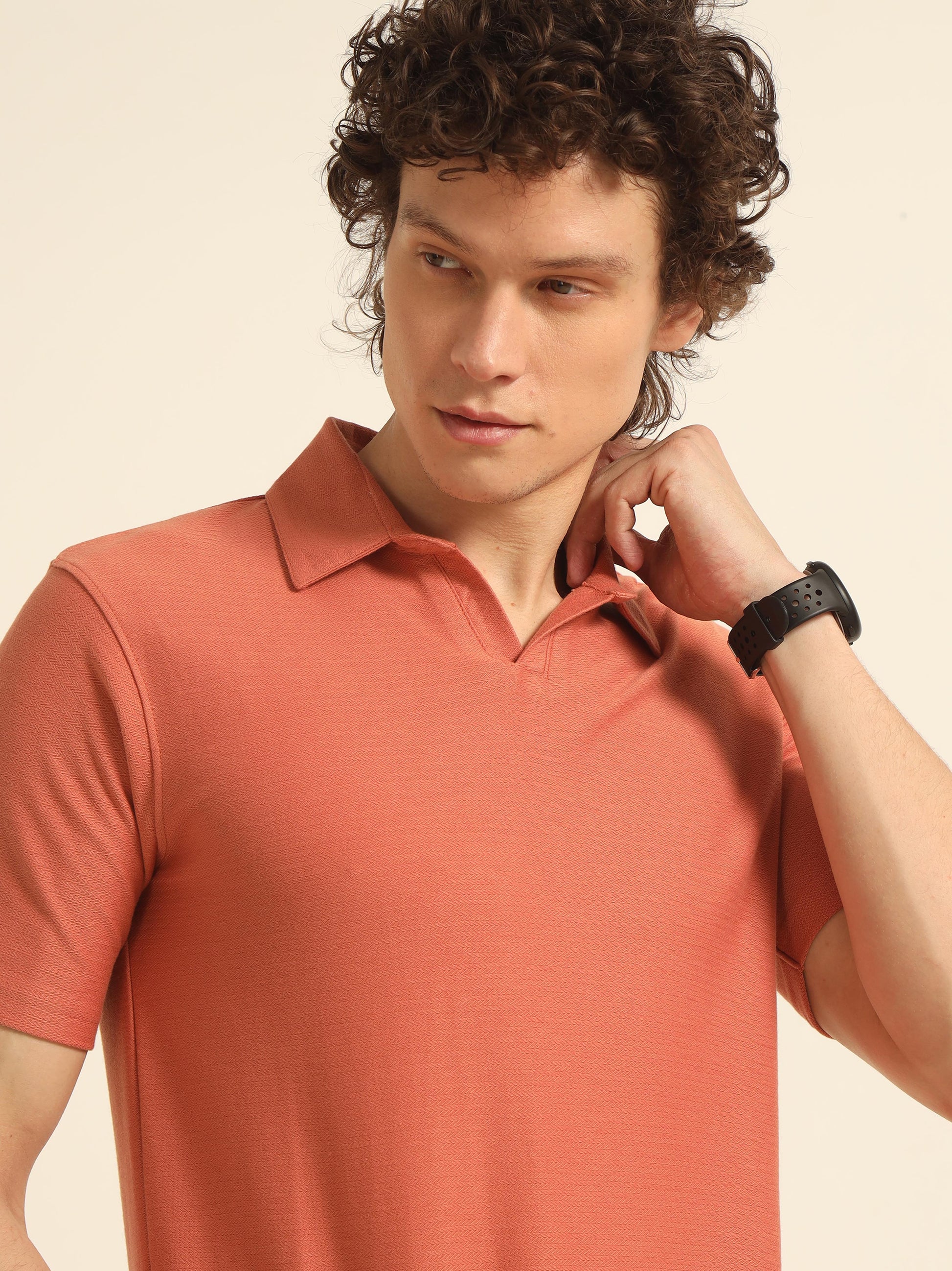Orange  Polo T  Shirt For Men