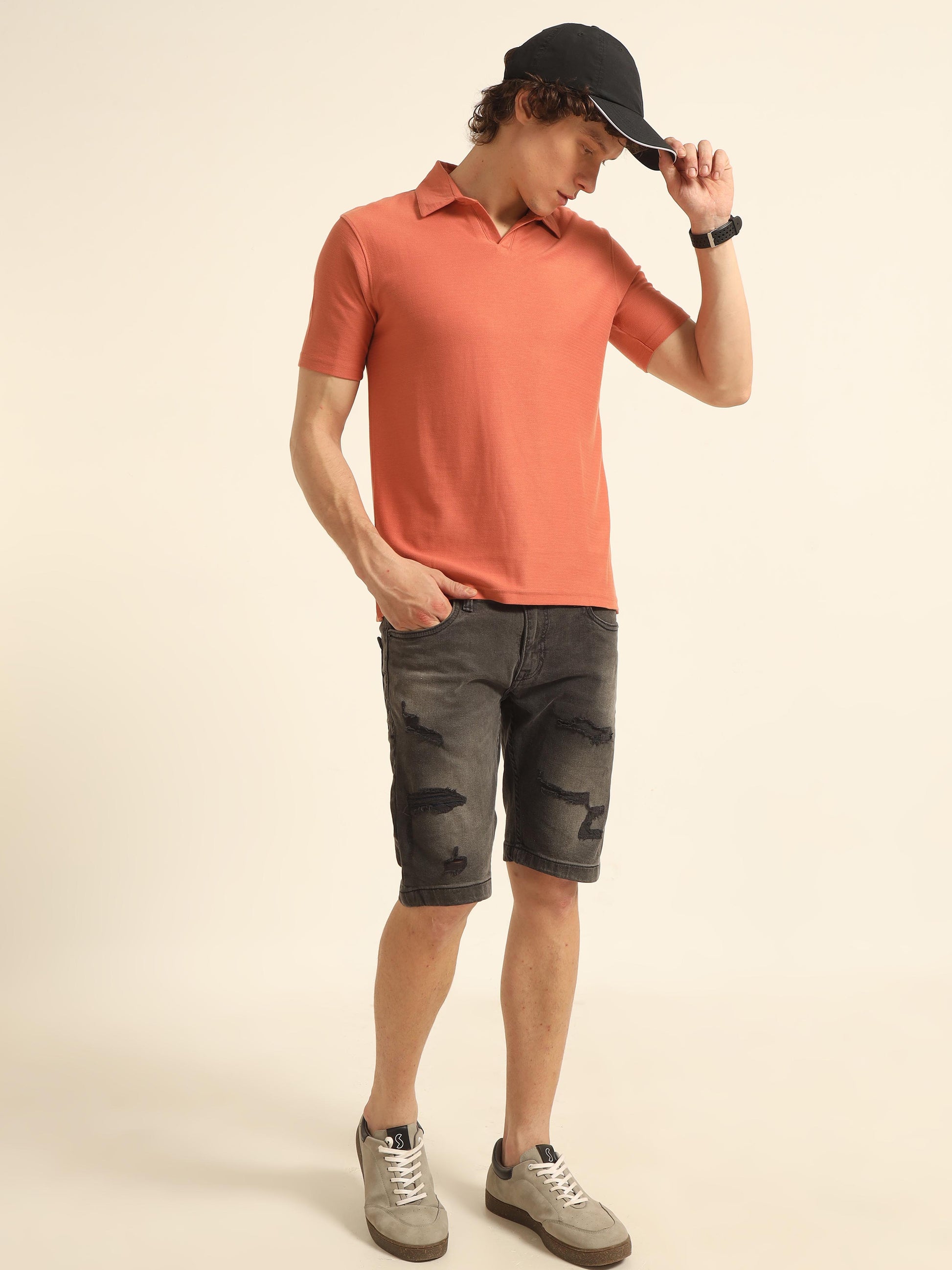 Orange  Polo T  Shirt For Men