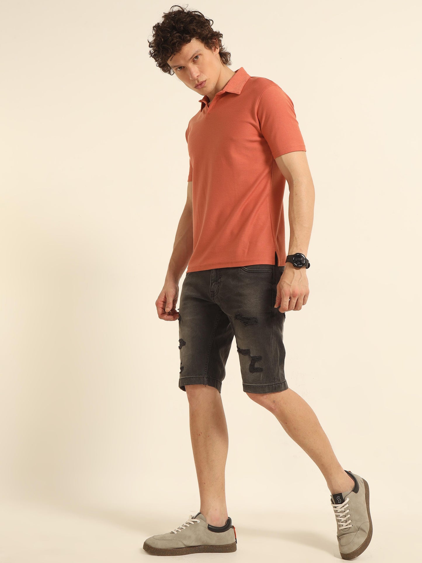 Orange  Polo T  Shirt For Men