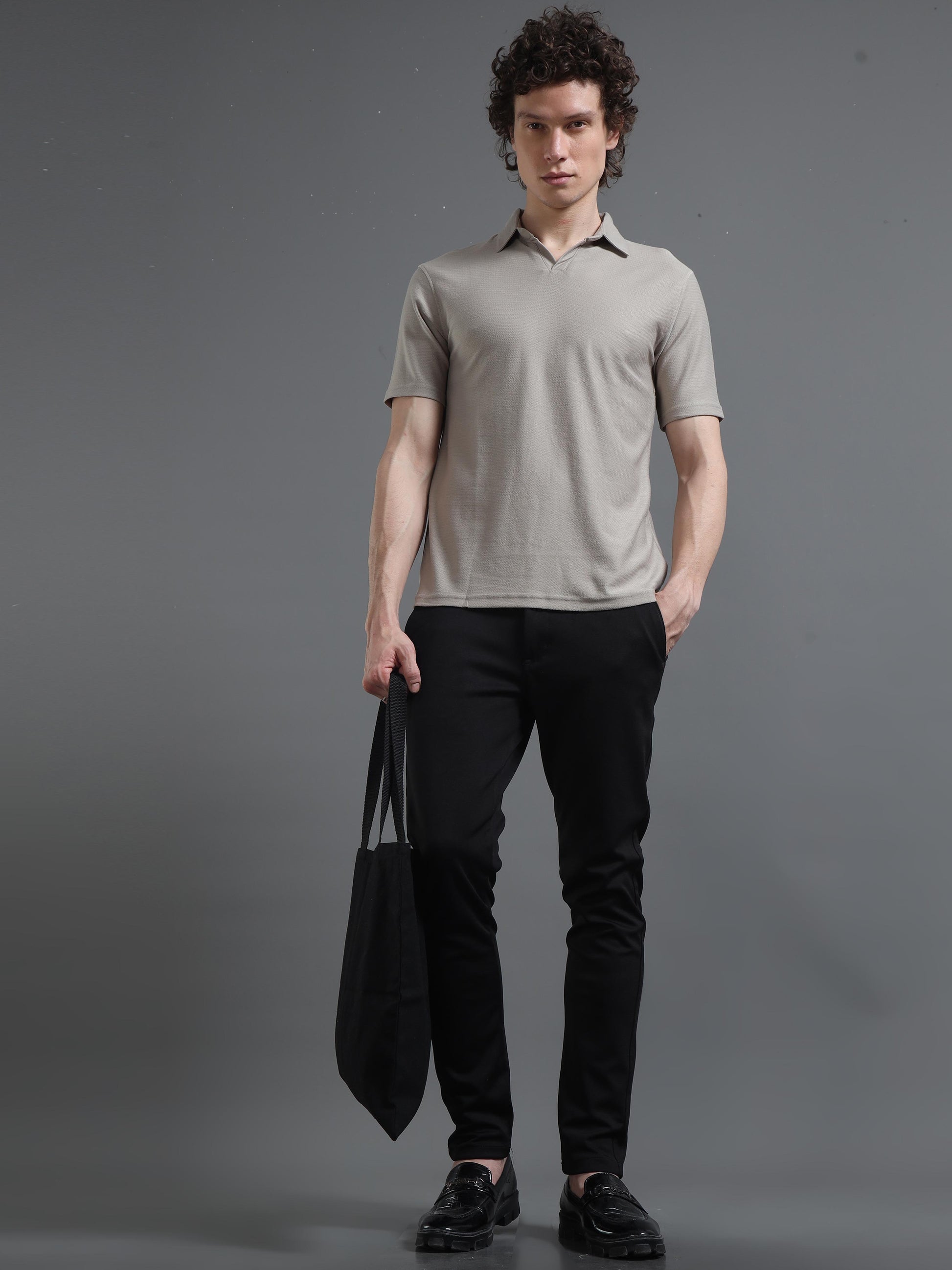 Grey Polo T Shirt for Men
