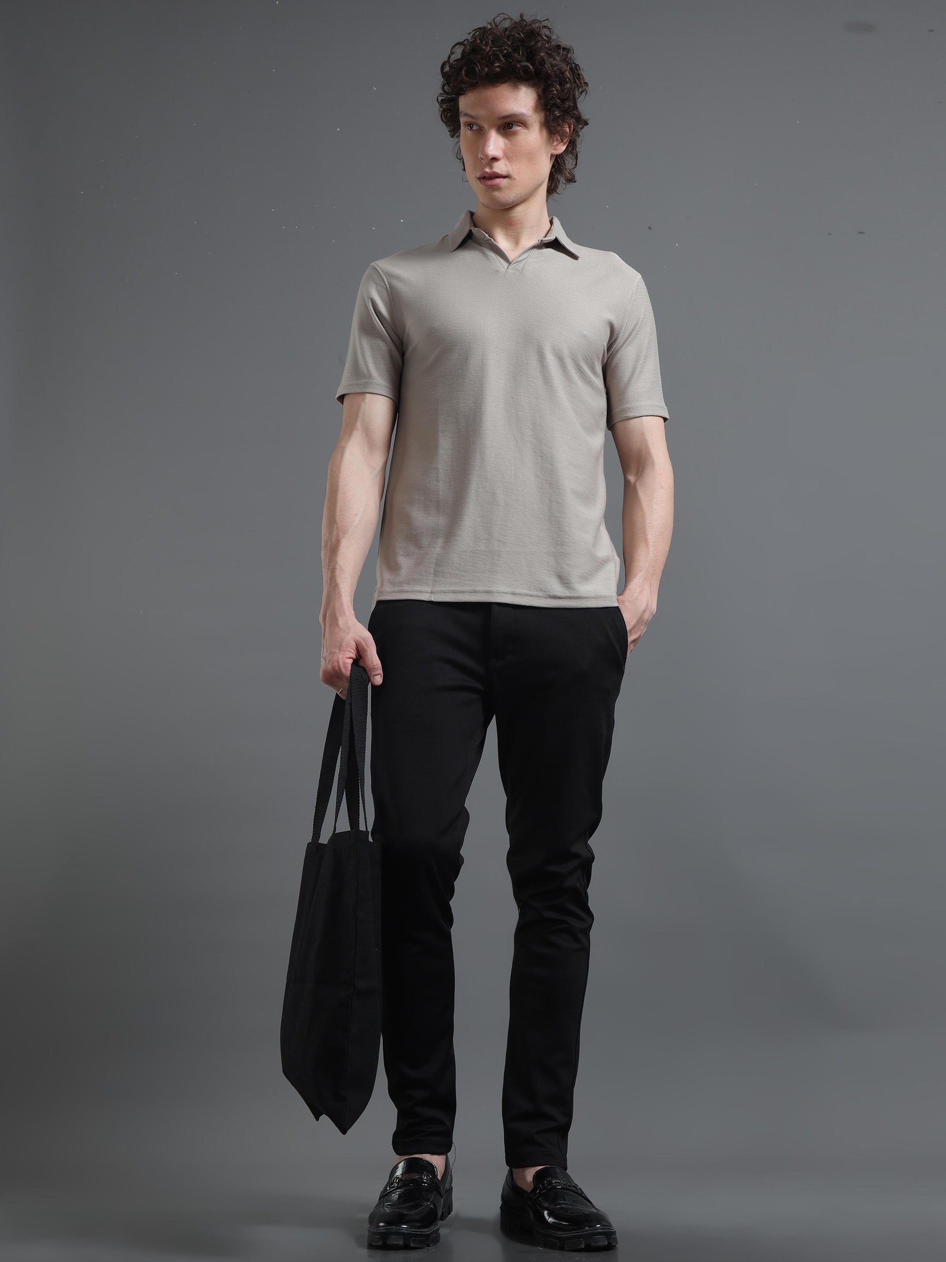 Grey Polo T Shirt for Men