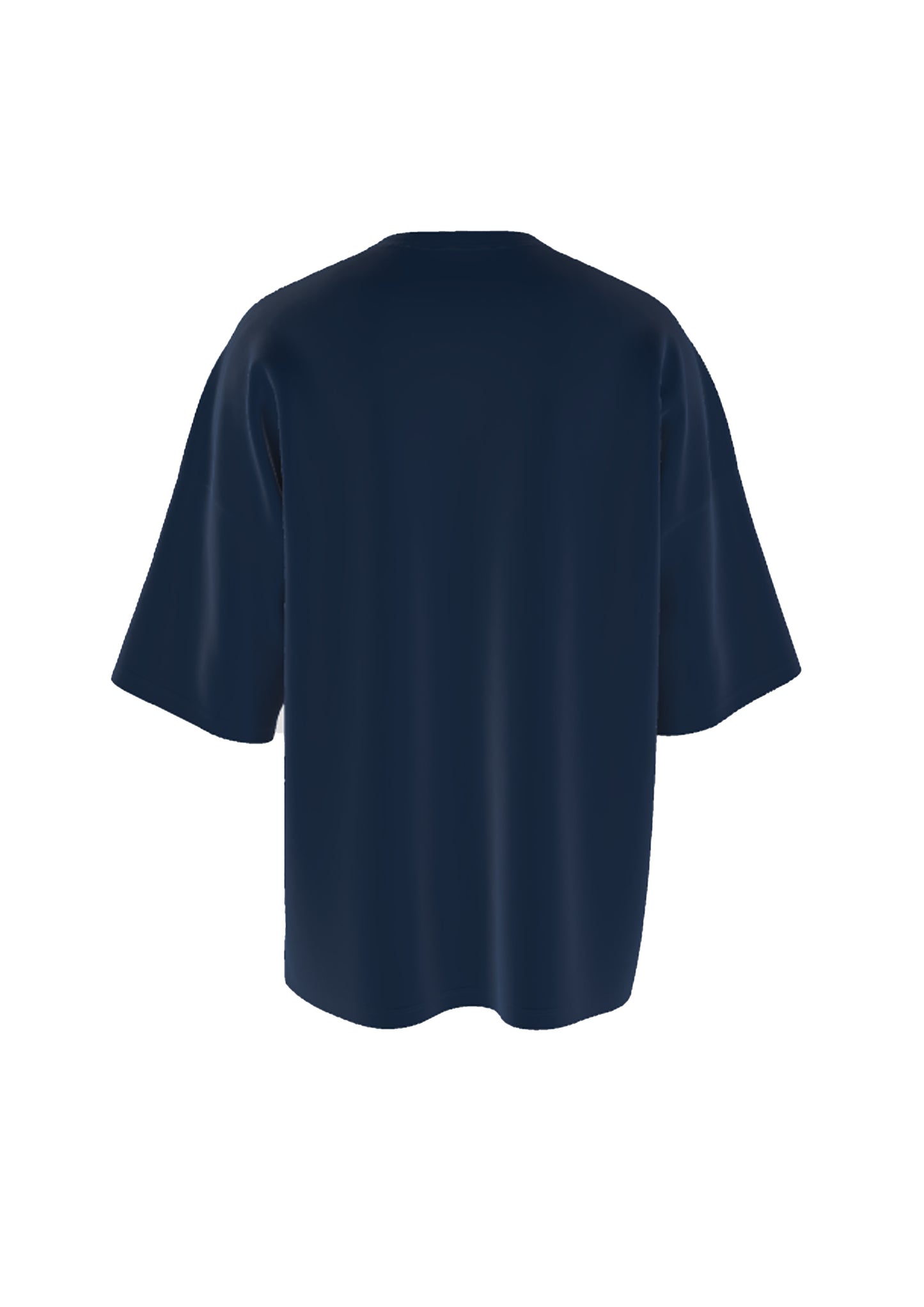 Navy Blue Oversized Solid Cotton T-Shirt