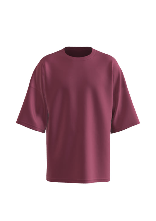 Burgandy Oversized Solid Cotton T-Shirt