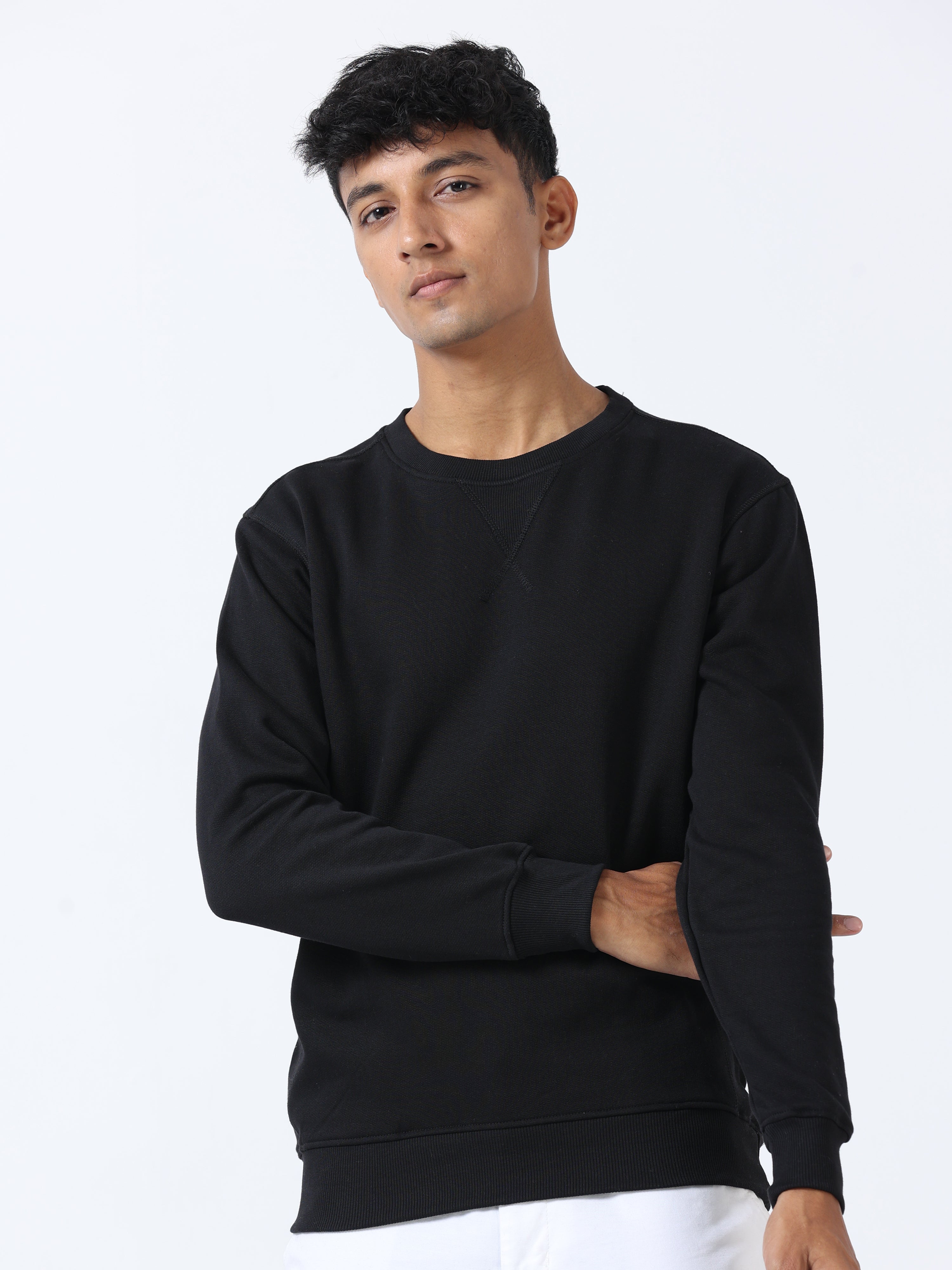 Buy Black Sweatshirt Mens Solid Online In India