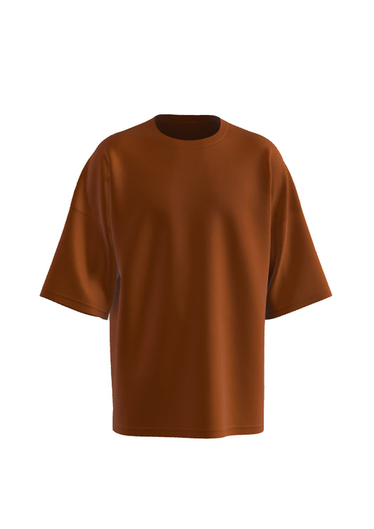 Terracotta Oversized Solid Cotton T-Shirt