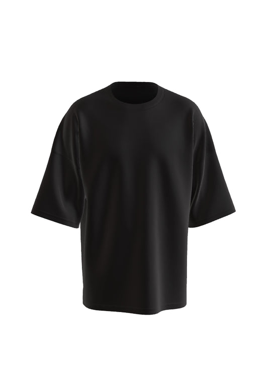 Black Oversized Solid Cotton T-Shirt